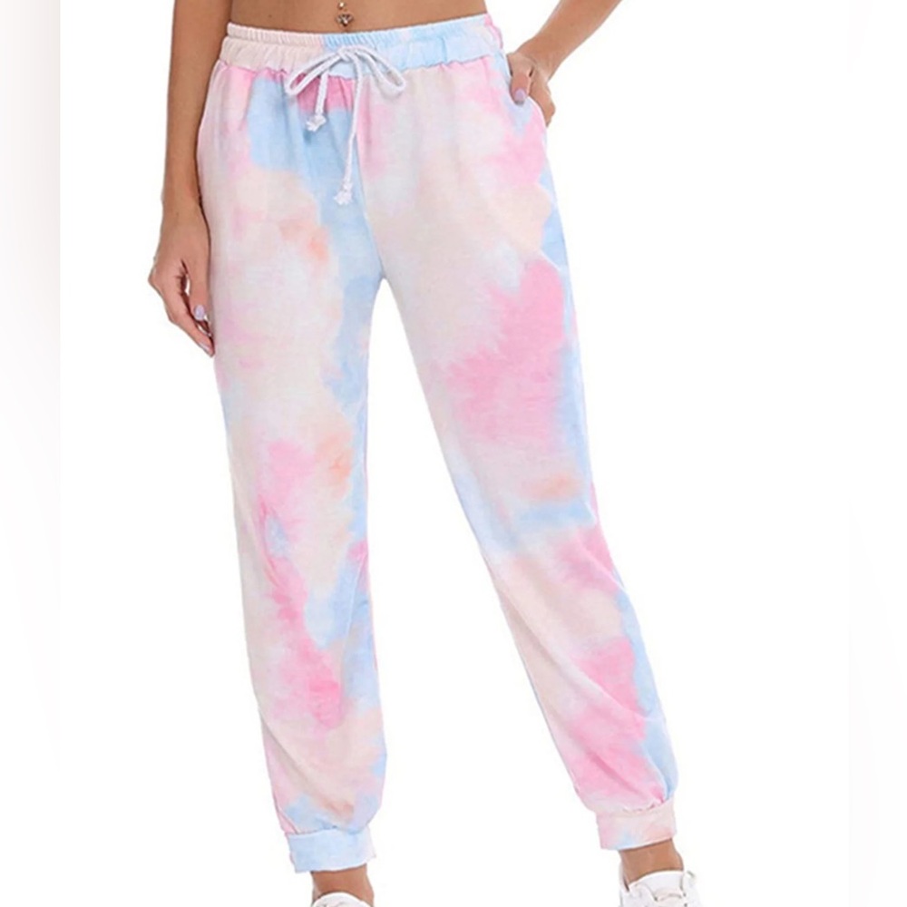 BELINDA TIE DYE JOGGERS PINK AND BLUE -S